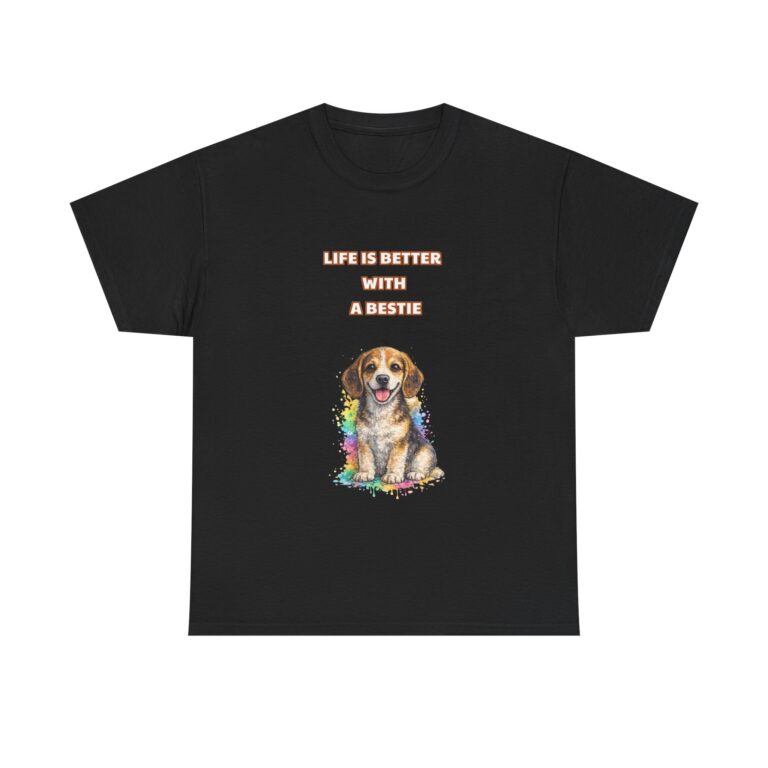 Beagle T-Shirt – LIFE IS BETTER WITH A BESTIE – Cute Casual Custom Graphic Tee, Perfect Gift, Birthday Gift, Christmas Gift